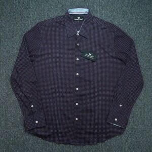 Buttercloth Shirt Men Extra Large Purple Polka Dot Long Sleeve‎ Button Stretch